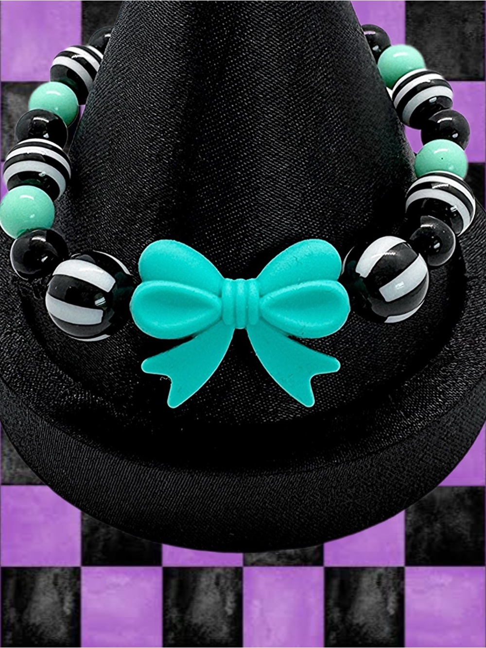Handmade Turquoise Bow Bead Stretch Bracelet